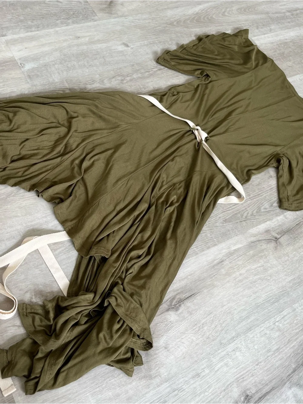 Free People Beach Somewhere Dress S 100% Modal Boho Mini Tunic Cover Up Green